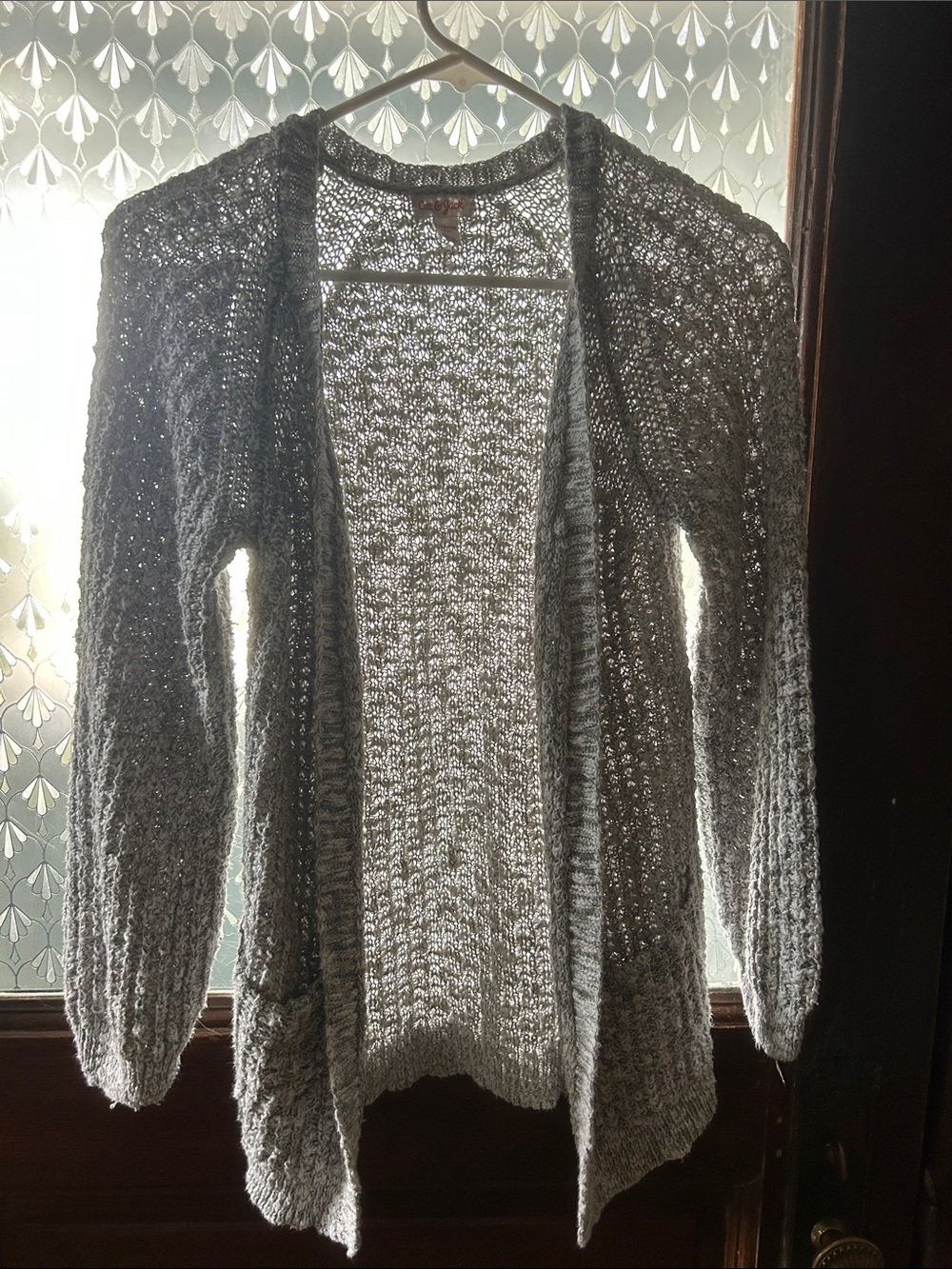 Cat & Jack kids Open-Front Light Gray Knit Cardigan